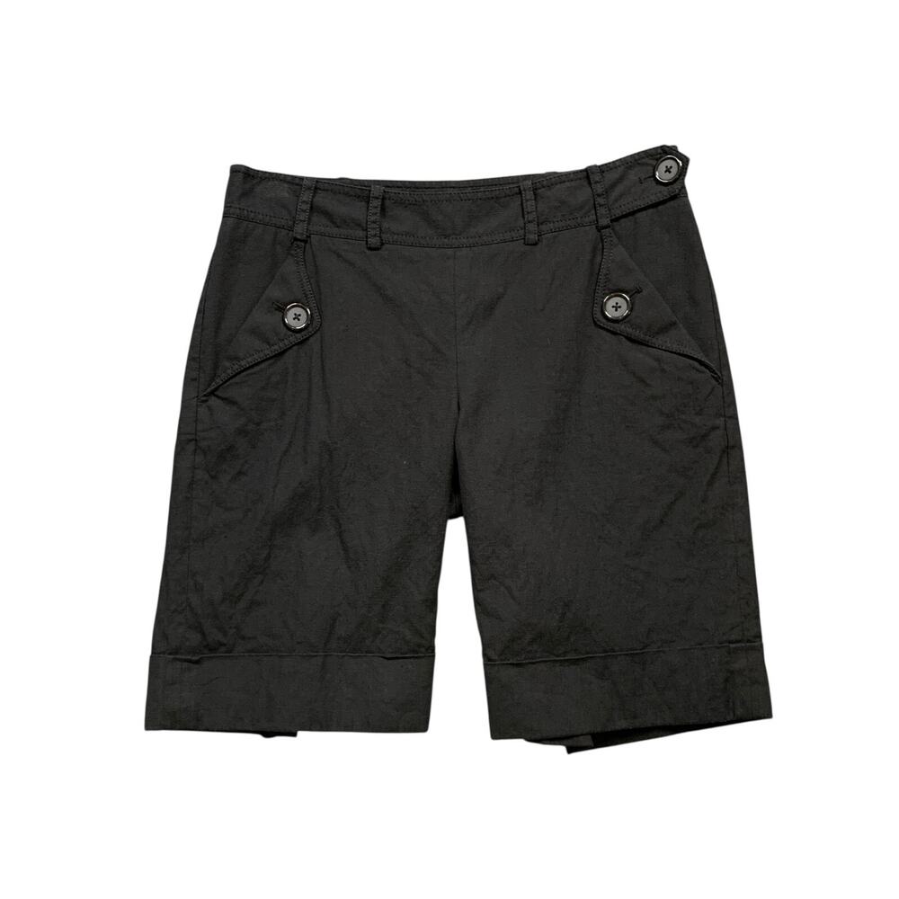 Robert Rodriguez Shorts Womens 10 Black Linen Cotton Blend Lined Pockets Bermuda